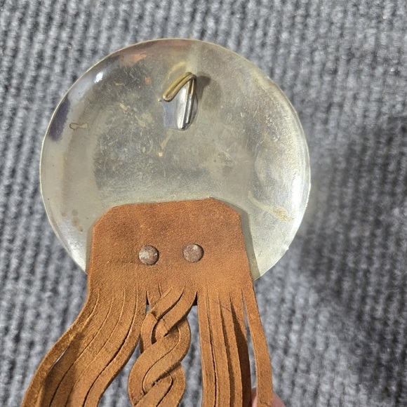 Braided Tan Leather Women’s Belt with Decorative Silver Concho - Picture 4 of 5